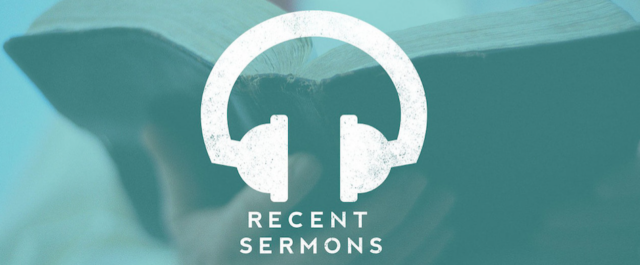 Headphones icon over book, "Recent Sermons".