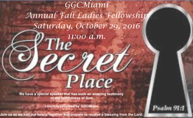 Ladies fellowship event invitation with keyhole design.